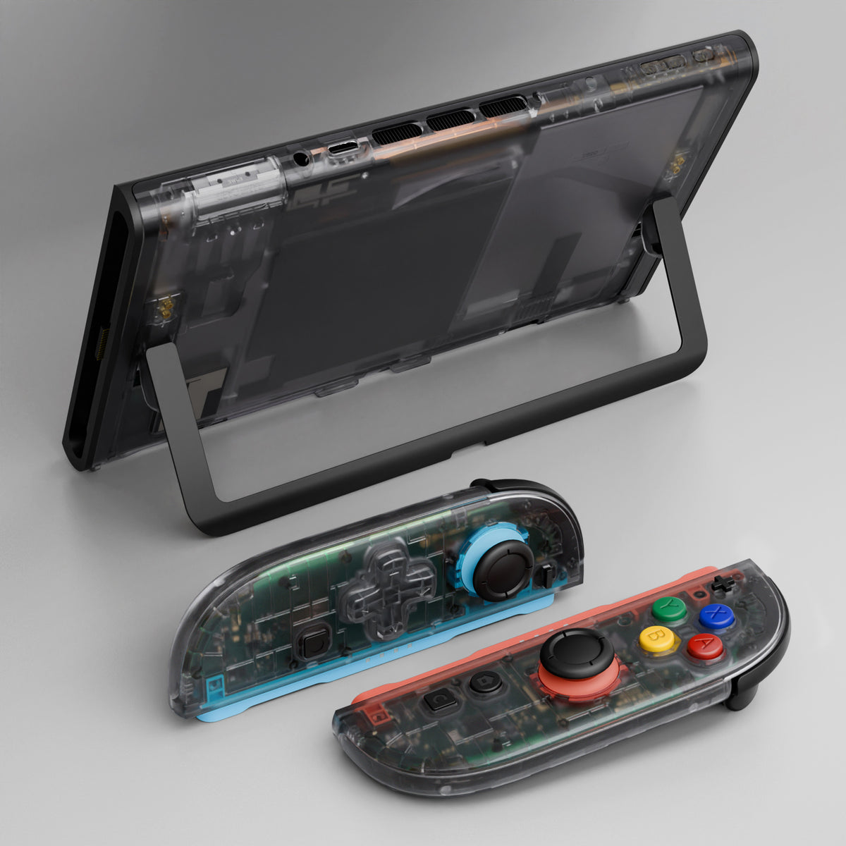 eXtremeRate D-Pad Version Replacement Full Set Shells with Buttons for Nintendo Switch 2 - Essence Version - Clear Slate Black