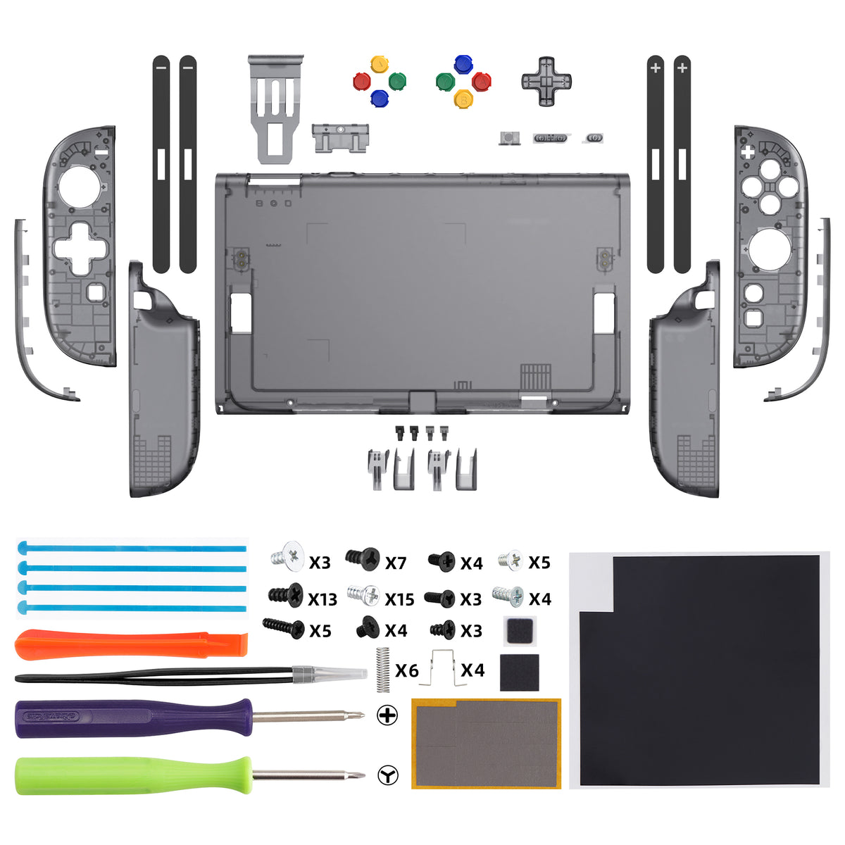 eXtremeRate D-Pad Version Replacement Full Set Shells with Buttons for Nintendo Switch 2 - Essence Version - Clear Slate Black