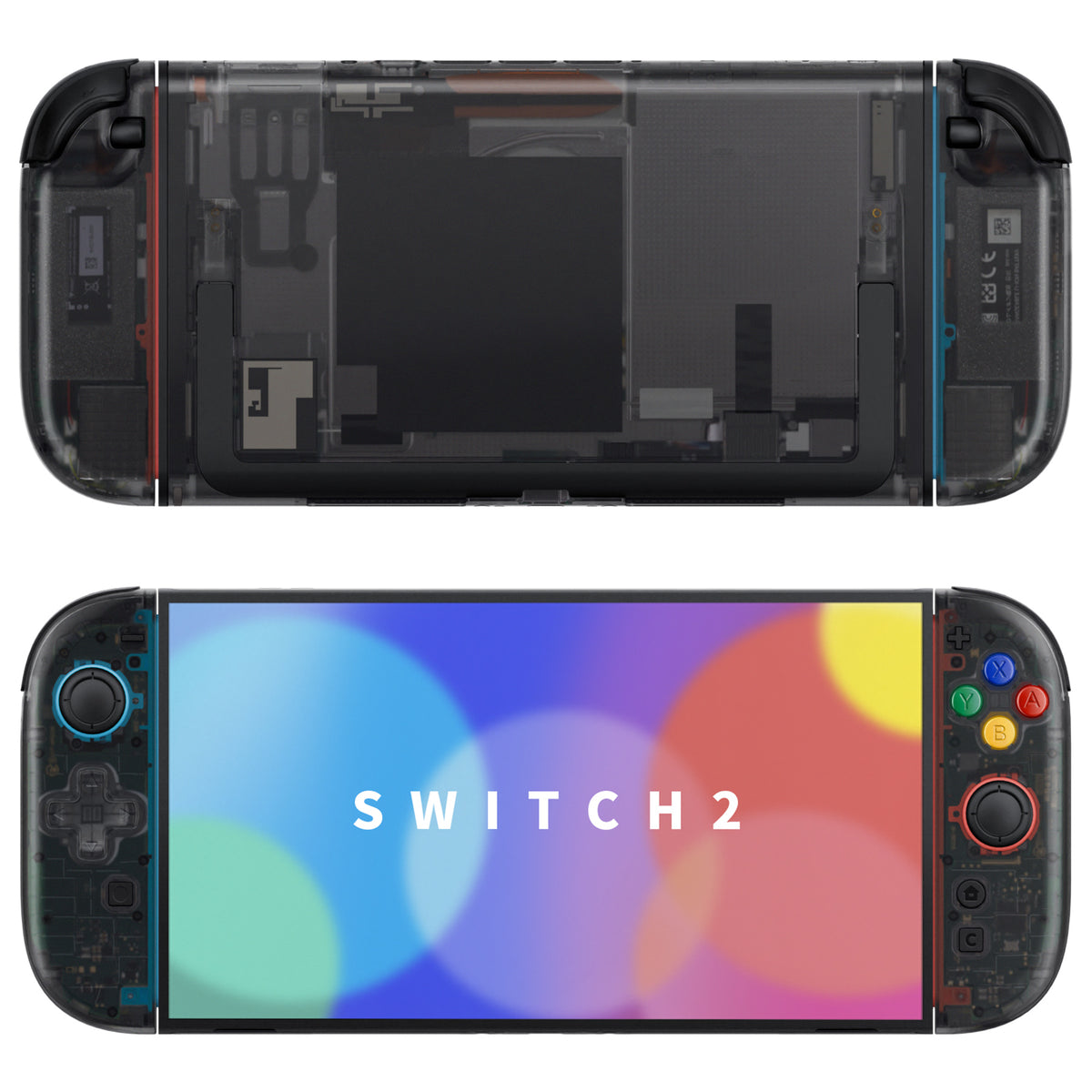 eXtremeRate D-Pad Version Replacement Full Set Shells with Buttons for Nintendo Switch 2 - Essence Version - Clear Slate Black