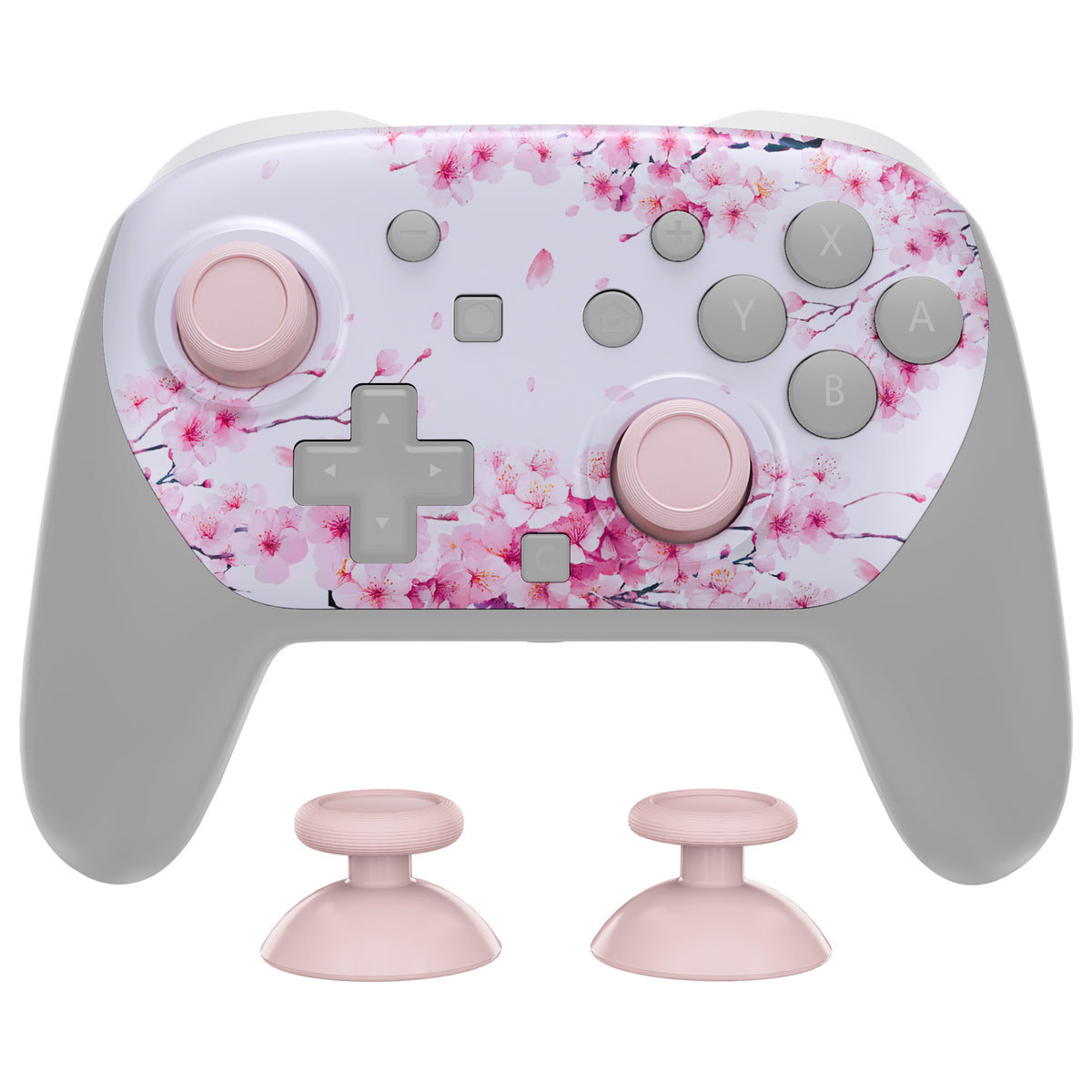 eXtremeRate DIY Replacement Faceplate Shell with Thumbsticks for Nintendo Switch 2 Pro Controller - Cherry Blossom Whisper