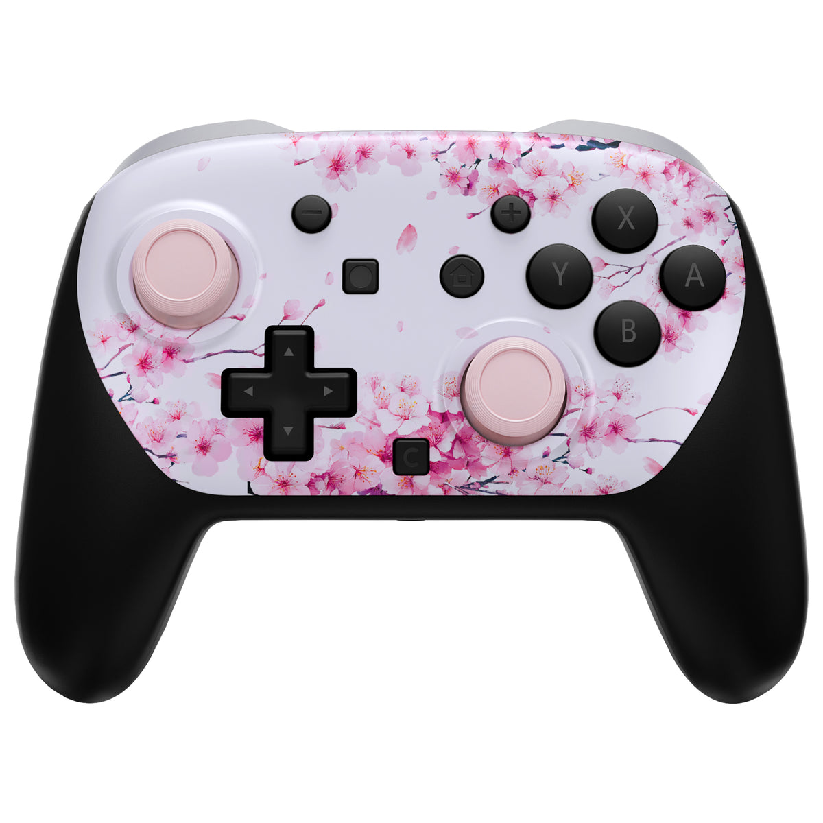 eXtremeRate DIY Replacement Faceplate Shell with Thumbsticks for Nintendo Switch 2 Pro Controller - Cherry Blossom Whisper