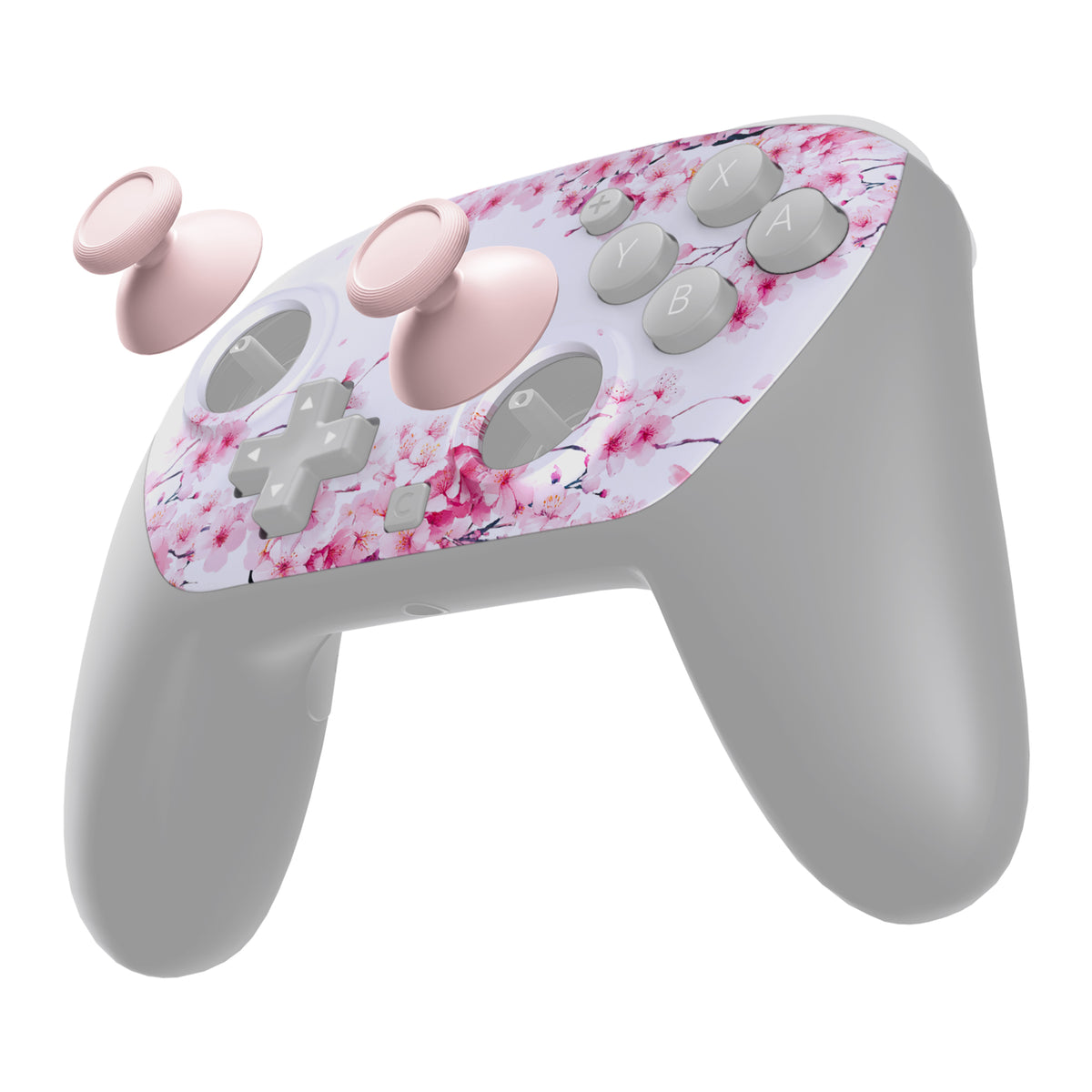 eXtremeRate DIY Replacement Faceplate Shell with Thumbsticks for Nintendo Switch 2 Pro Controller - Cherry Blossom Whisper