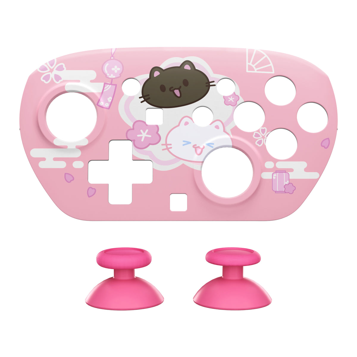 eXtremeRate DIY Replacement Faceplate Shell with Thumbsticks for Nintendo Switch 2 Pro Controller - Cherry Blossoms Kitten