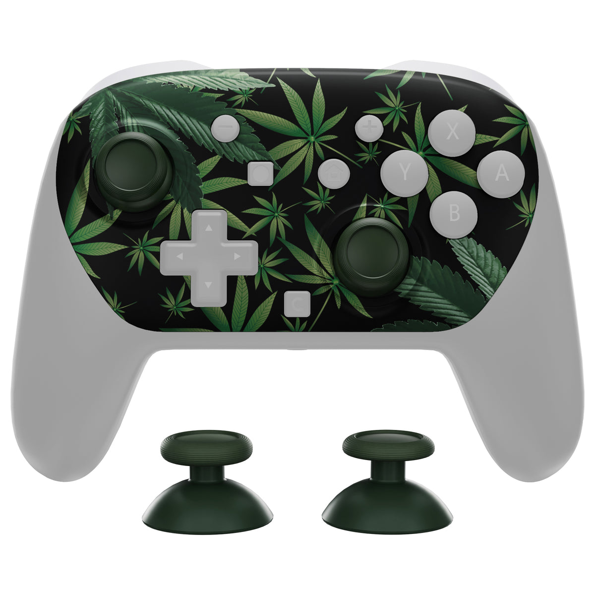 eXtremeRate DIY Replacement Faceplate Shell with Thumbsticks for Nintendo Switch 2 Pro Controller - Green Weeds