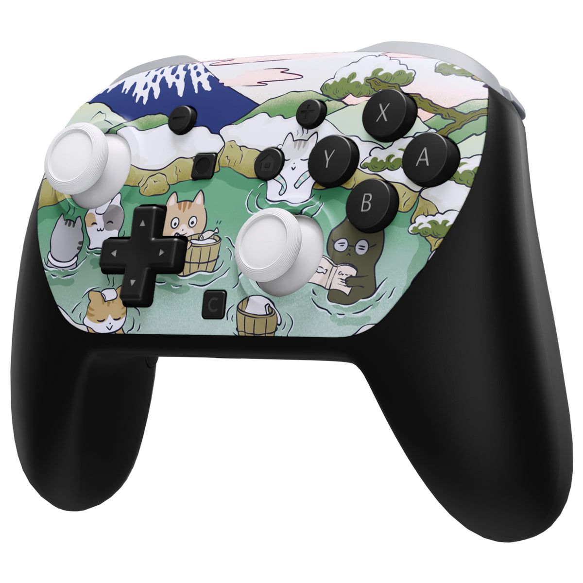 eXtremeRate DIY Replacement Faceplate Shell with Thumbsticks for Nintendo Switch 2 Pro Controller - Hot Spring Kitties