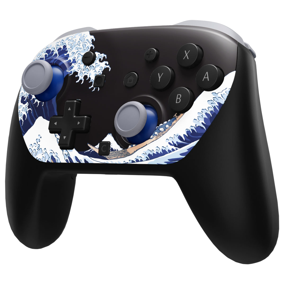 eXtremeRate DIY Replacement Faceplate Shell with Thumbsticks for Nintendo Switch 2 Pro Controller - The Great Wave Off Kanagawa