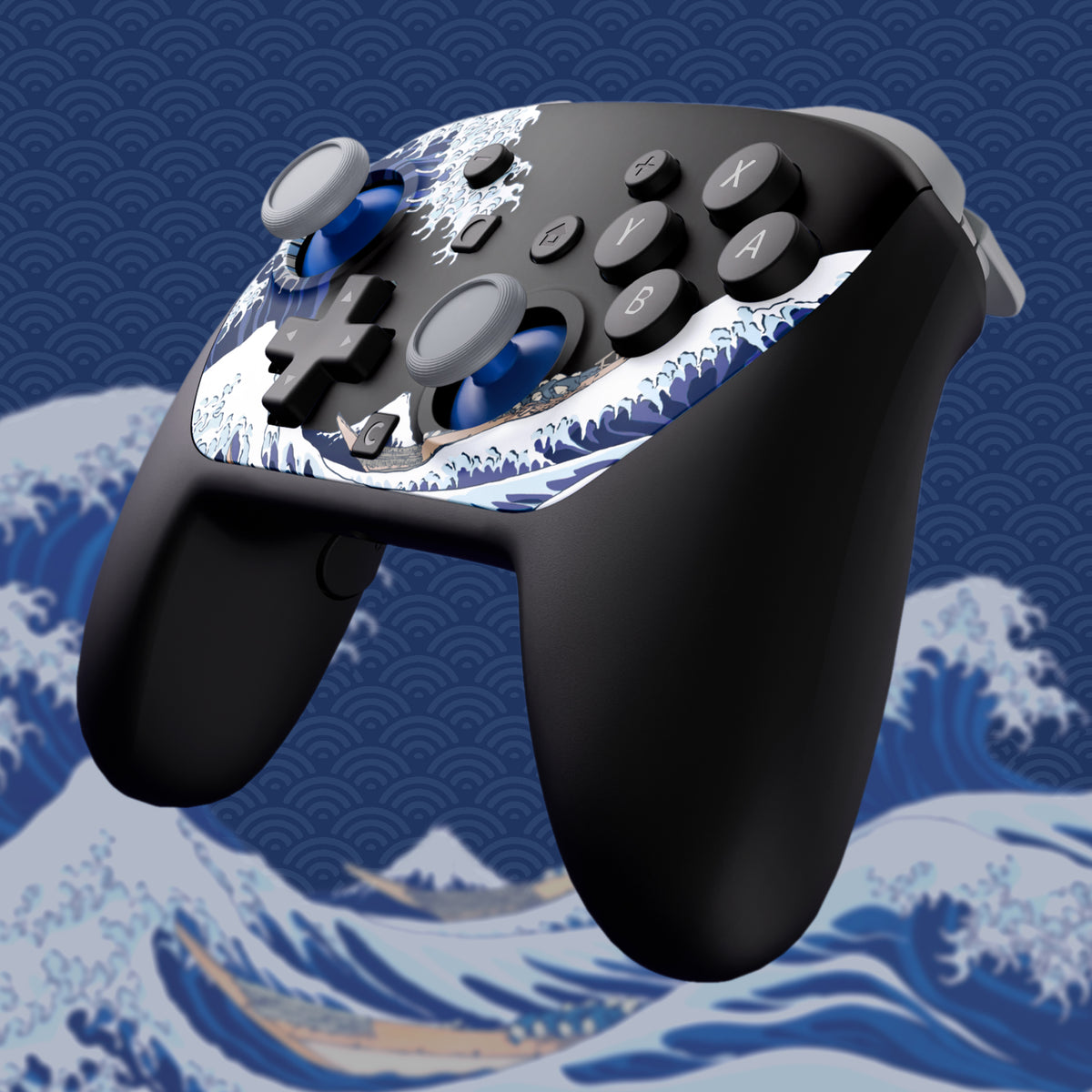 eXtremeRate DIY Replacement Faceplate Shell with Thumbsticks for Nintendo Switch 2 Pro Controller - The Great Wave Off Kanagawa
