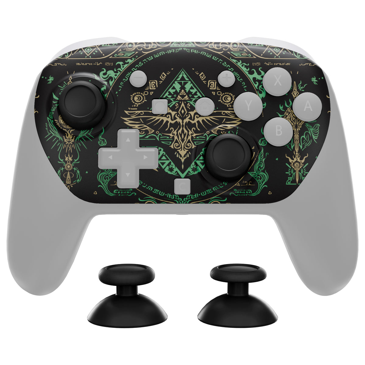 eXtremeRate DIY Replacement Faceplate Shell with Thumbsticks for Nintendo Switch 2 Pro Controller - Totem of Kingdom Black