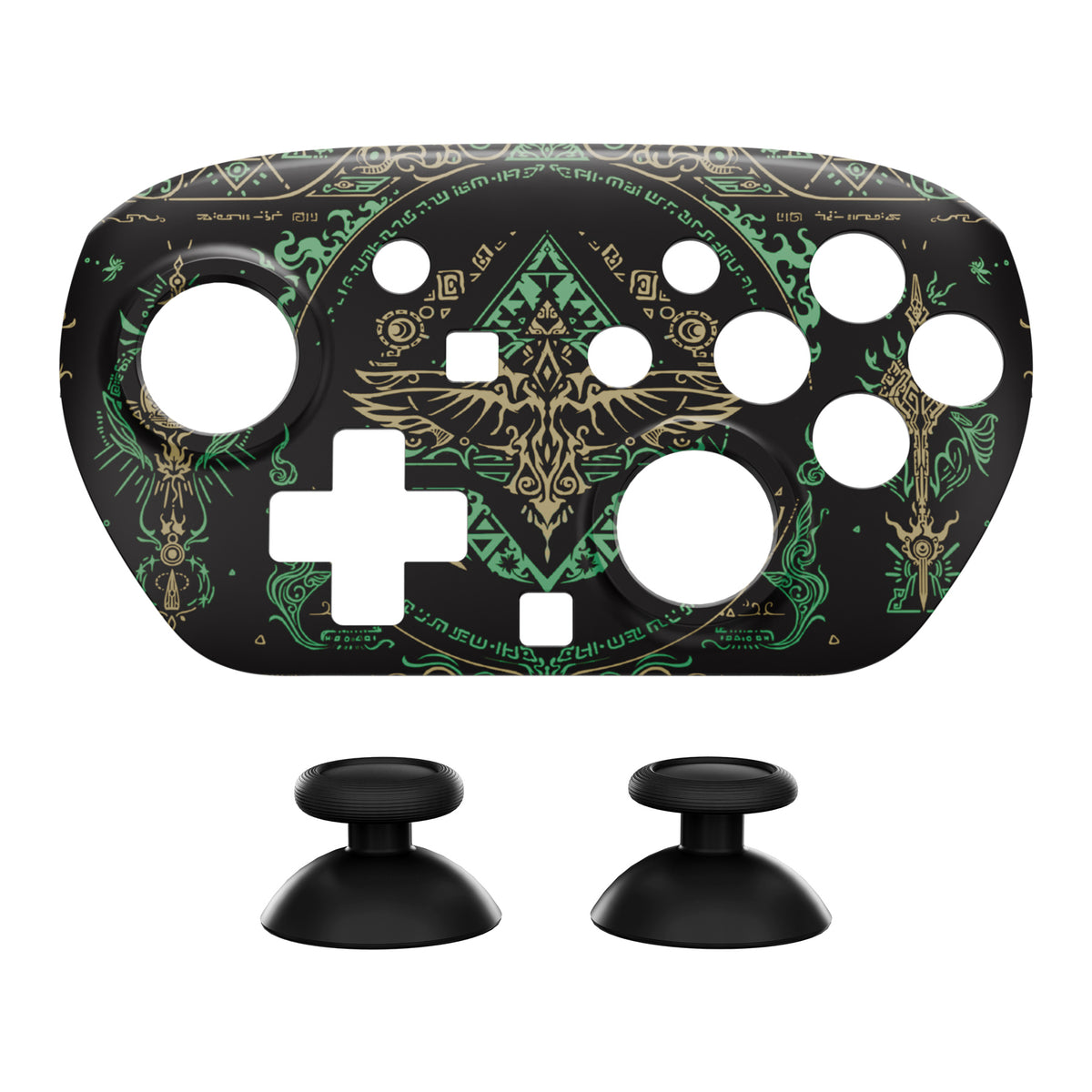 eXtremeRate DIY Replacement Faceplate Shell with Thumbsticks for Nintendo Switch 2 Pro Controller - Totem of Kingdom Black