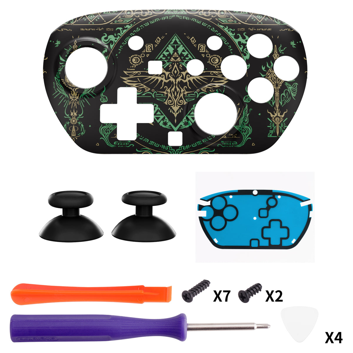 eXtremeRate DIY Replacement Faceplate Shell with Thumbsticks for Nintendo Switch 2 Pro Controller - Totem of Kingdom Black