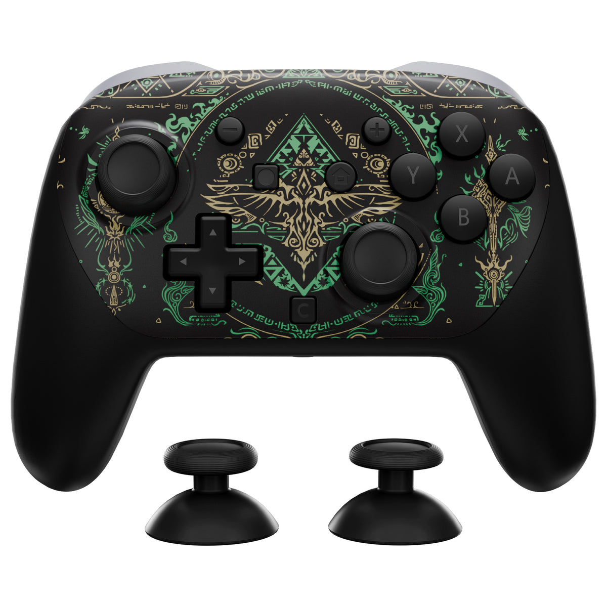 eXtremeRate DIY Replacement Faceplate Shell with Thumbsticks for Nintendo Switch 2 Pro Controller - Totem of Kingdom Black