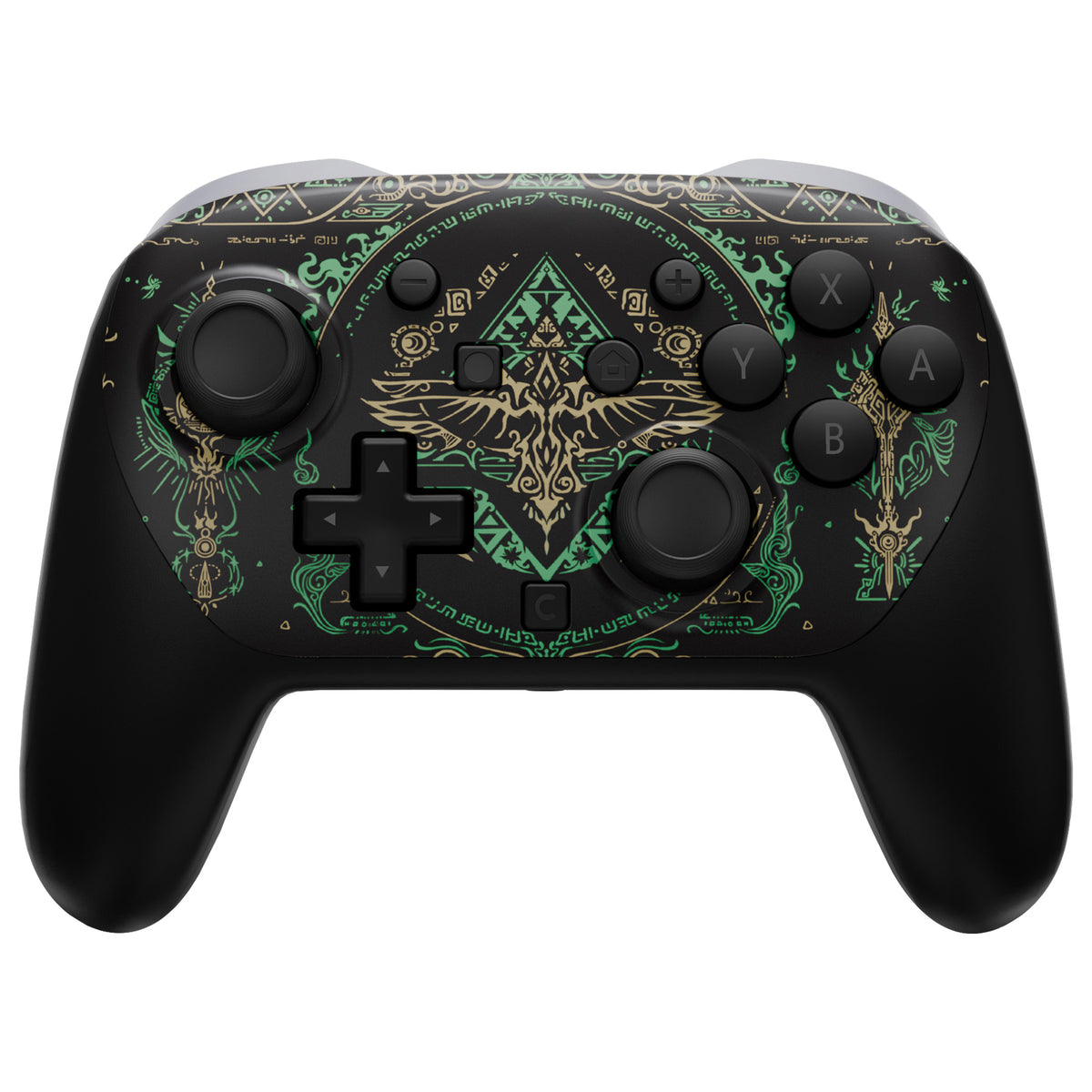 eXtremeRate DIY Replacement Faceplate Shell with Thumbsticks for Nintendo Switch 2 Pro Controller - Totem of Kingdom Black