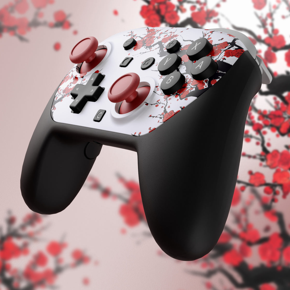 eXtremeRate DIY Replacement Faceplate Shell with Thumbsticks for Nintendo Switch 2 Pro Controller - Winter Blossom