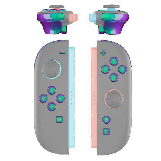 eXtremeRate DIY Replacement Full Set Buttons for Nintendo Switch 2 - Chameleon Green Purple eXtremeRate
