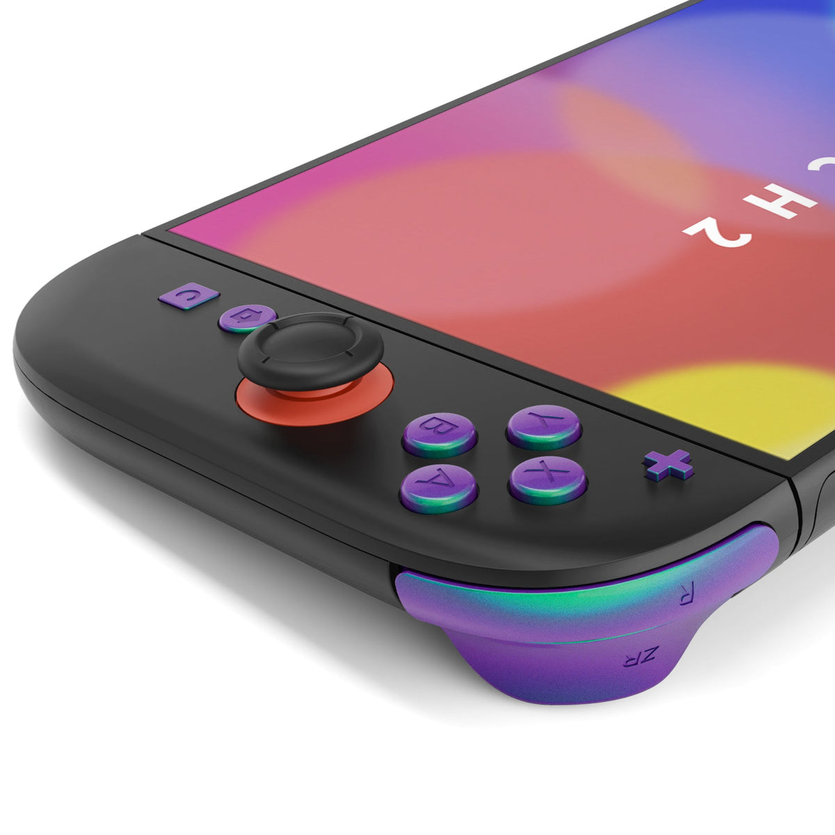 eXtremeRate DIY Replacement Full Set Buttons for Nintendo Switch 2 - Chameleon Green Purple eXtremeRate
