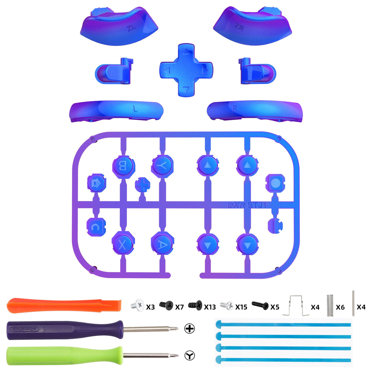 eXtremeRate DIY Replacement Full Set Buttons for Nintendo Switch 2 - Chameleon Purple Blue eXtremeRate