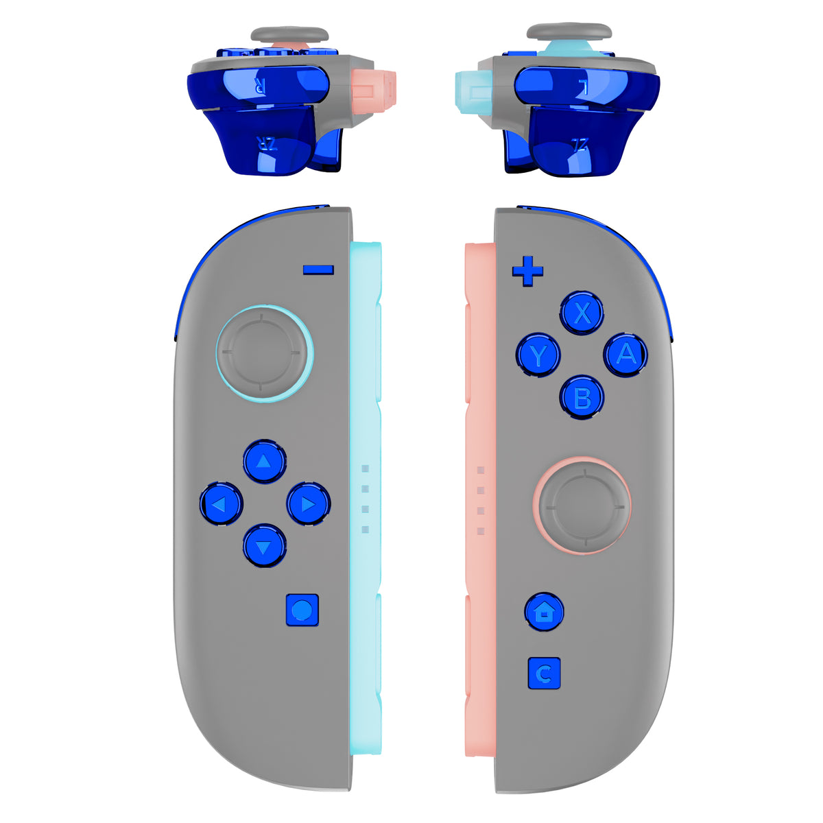 eXtremeRate DIY Replacement Full Set Buttons for Nintendo Switch 2 - Chrome Blue