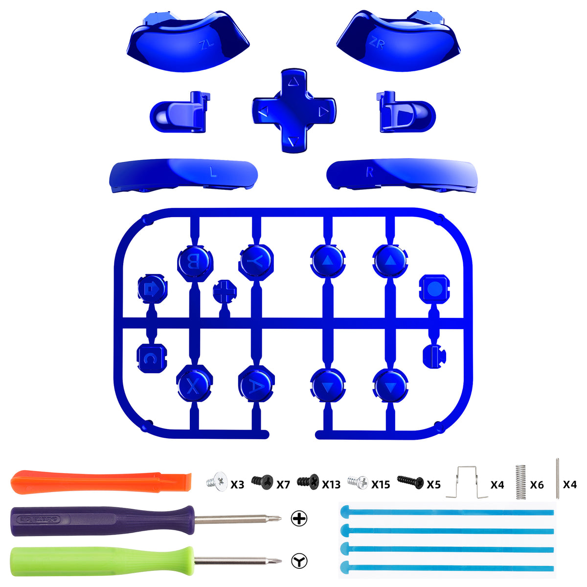 eXtremeRate DIY Replacement Full Set Buttons for Nintendo Switch 2 - Chrome Blue