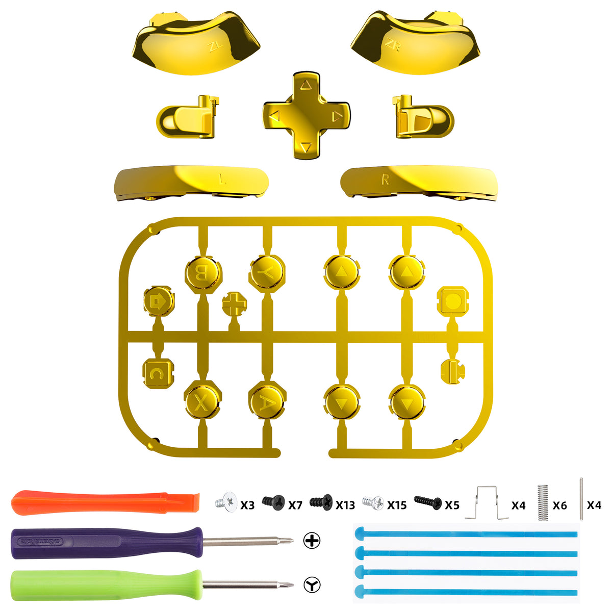 eXtremeRate DIY Replacement Full Set Buttons for Nintendo Switch 2 - Chrome Gold