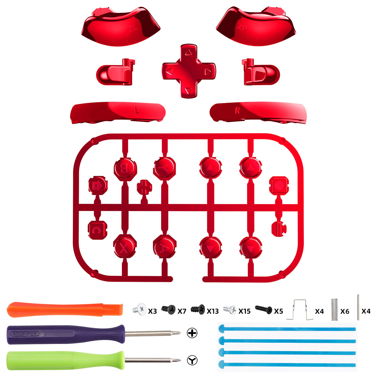 eXtremeRate DIY Replacement Full Set Buttons for Nintendo Switch 2 - Chrome Red