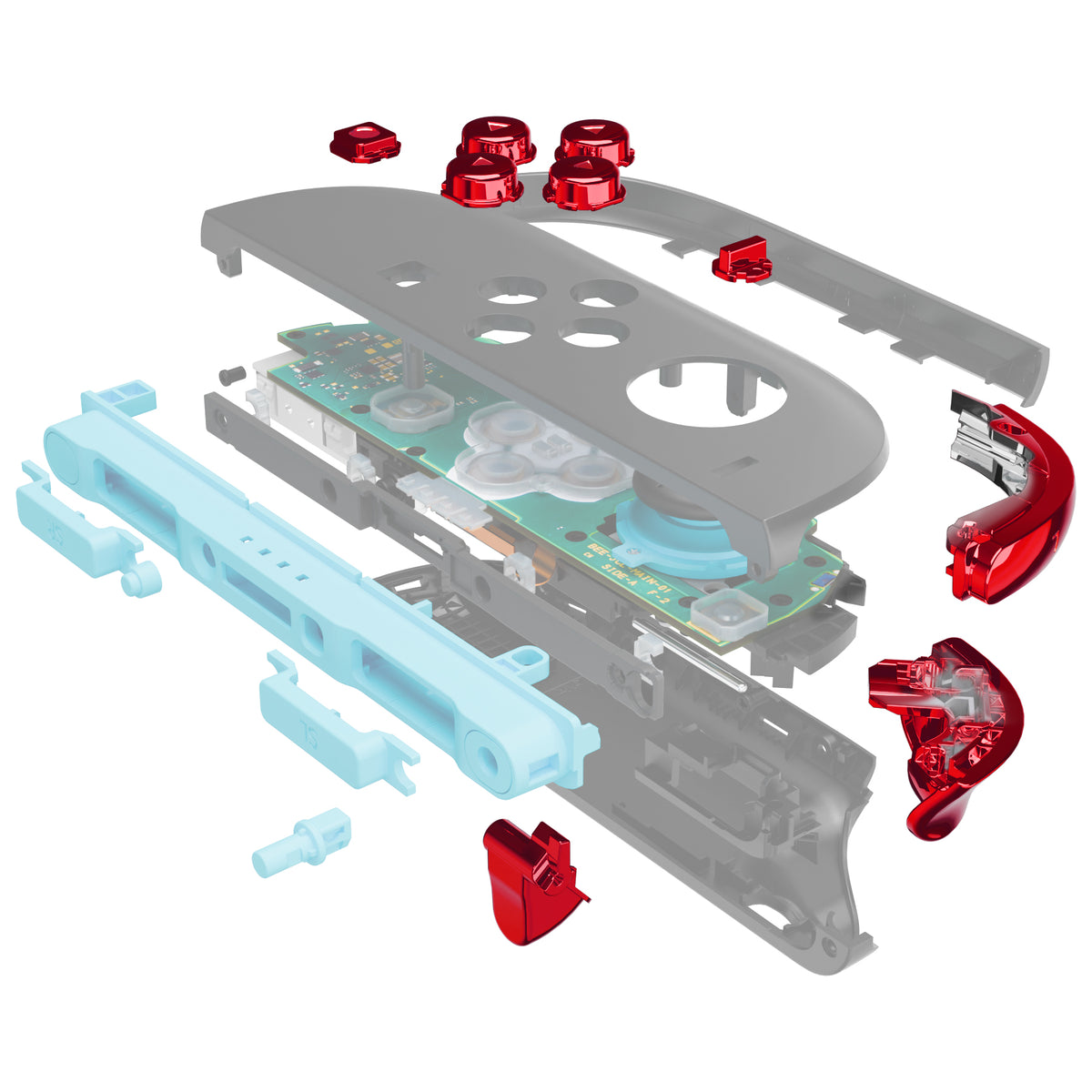 eXtremeRate DIY Replacement Full Set Buttons for Nintendo Switch 2 - Chrome Red