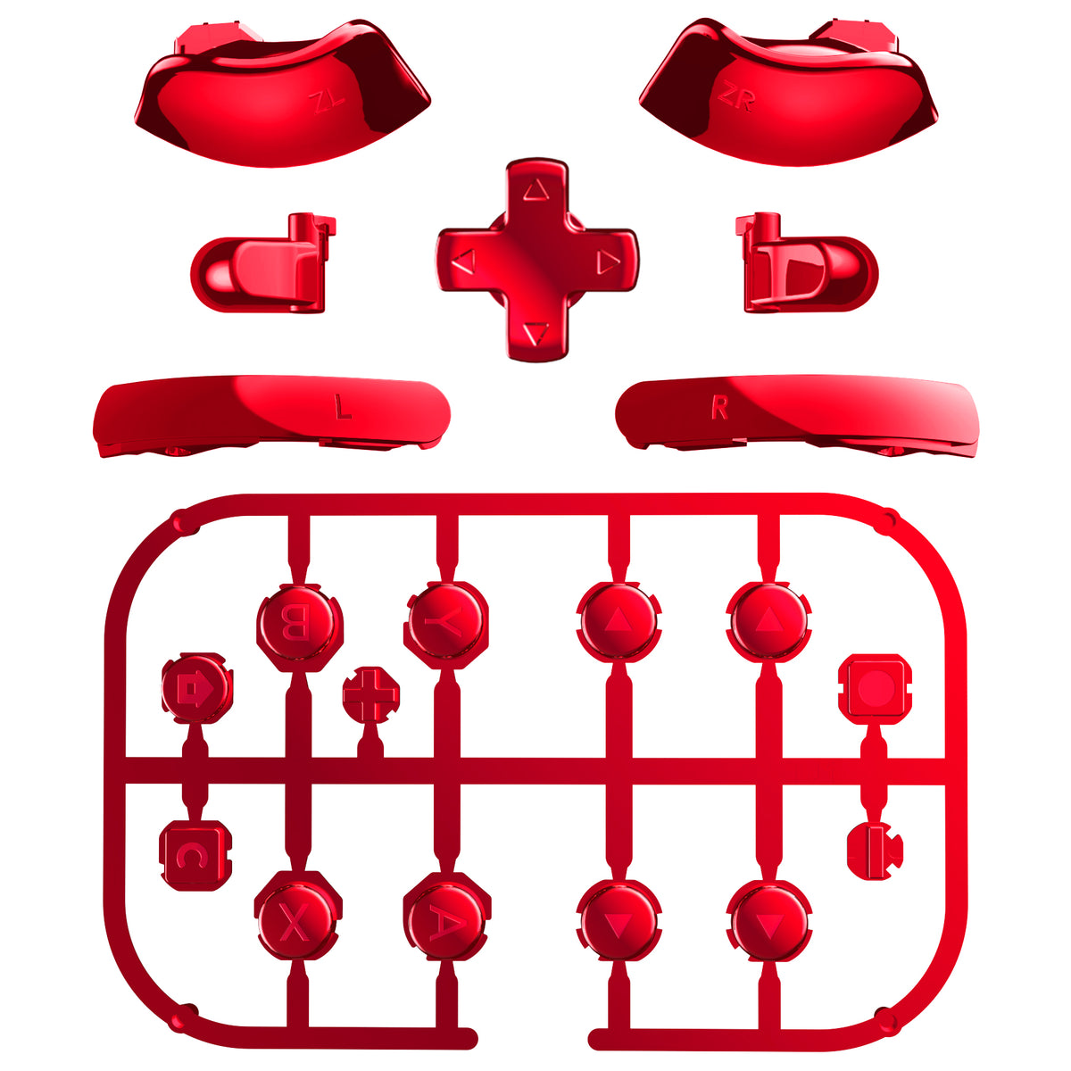 eXtremeRate DIY Replacement Full Set Buttons for Nintendo Switch 2 - Chrome Red