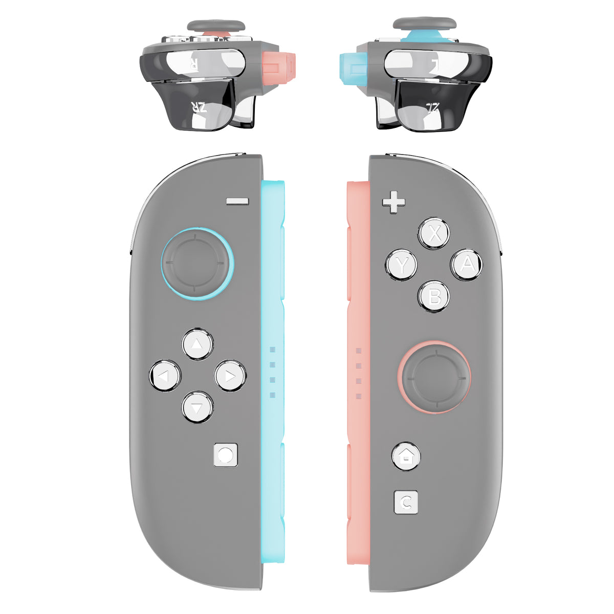 eXtremeRate DIY Replacement Full Set Buttons for Nintendo Switch 2 - Chrome Silver
