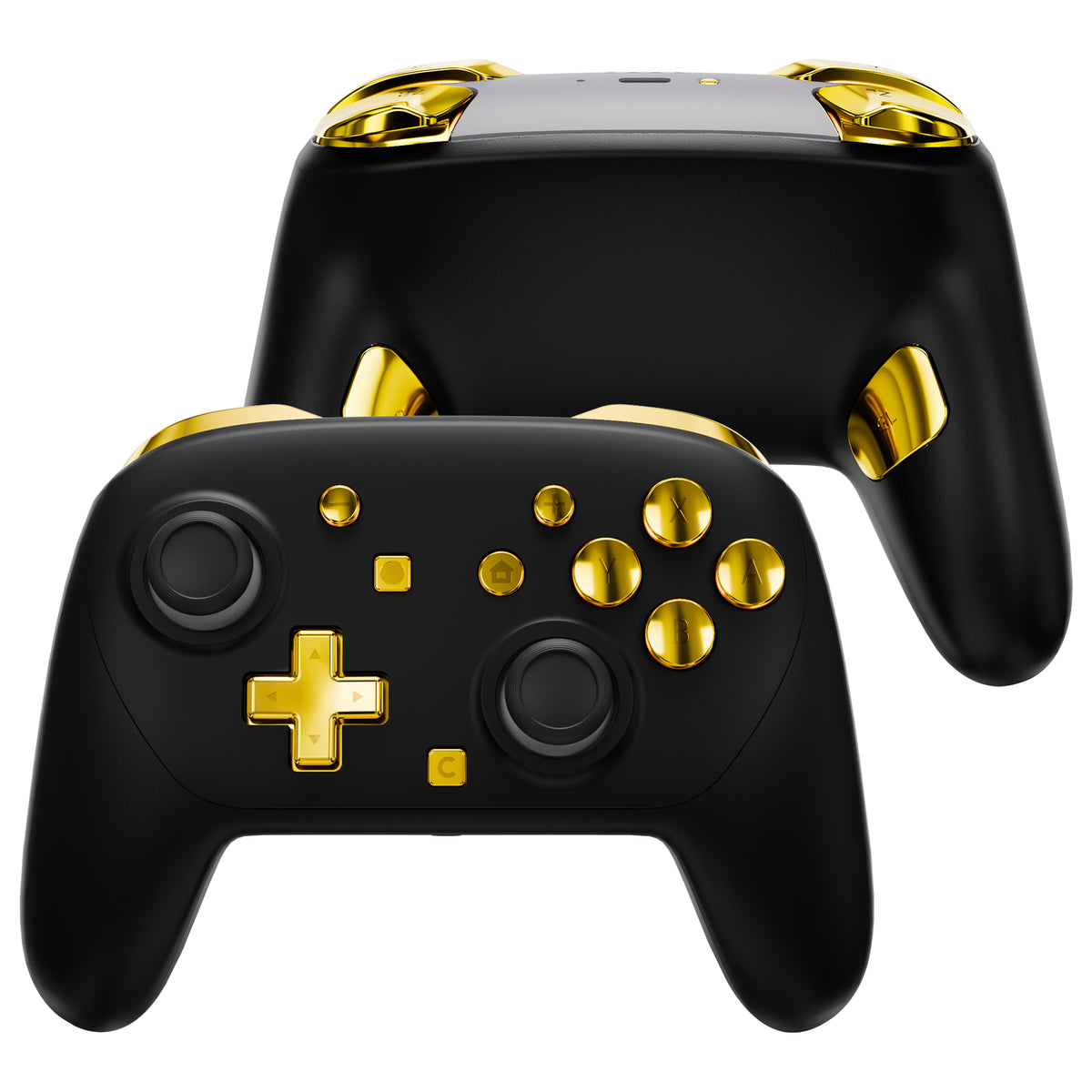 eXtremeRate DIY Replacement Full Set Buttons for Nintendo Switch 2 Pro Controller - Chrome Gold