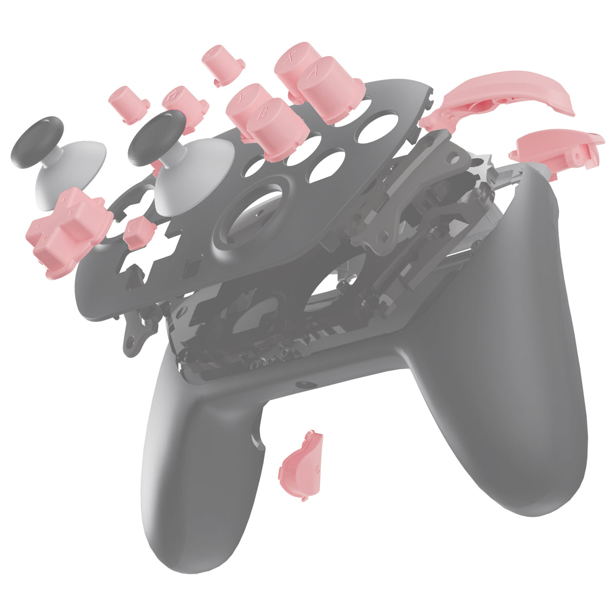 eXtremeRate DIY Replacement Full Set Buttons for Nintendo Switch 2 Pro Controller - Puffy Pink