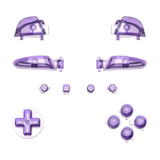 eXtremeRate DIY Replacement Full Set Buttons for Nintendo Switch Pro Controller - Crystal Clear Atomic Purple