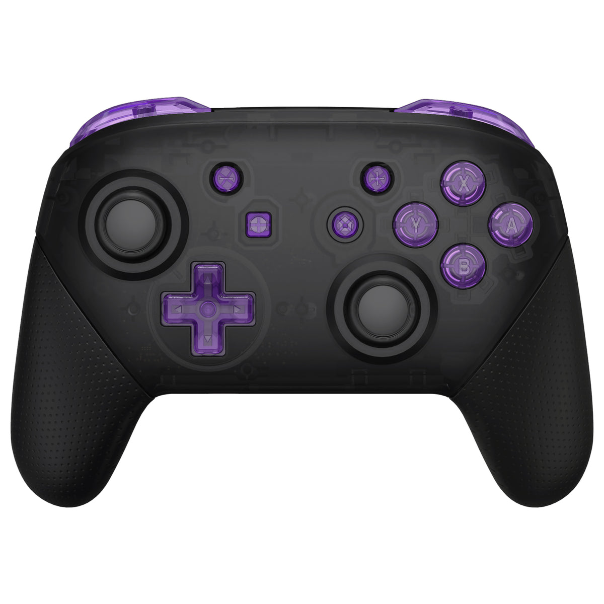 eXtremeRate DIY Replacement Full Set Buttons for Nintendo Switch Pro Controller - Crystal Clear Atomic Purple