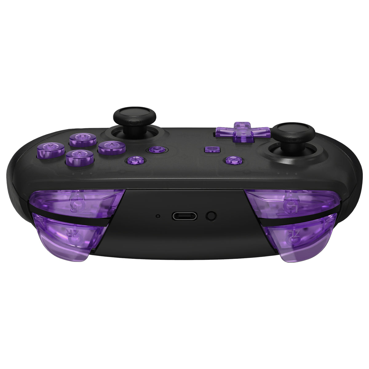 eXtremeRate DIY Replacement Full Set Buttons for Nintendo Switch Pro Controller - Crystal Clear Atomic Purple