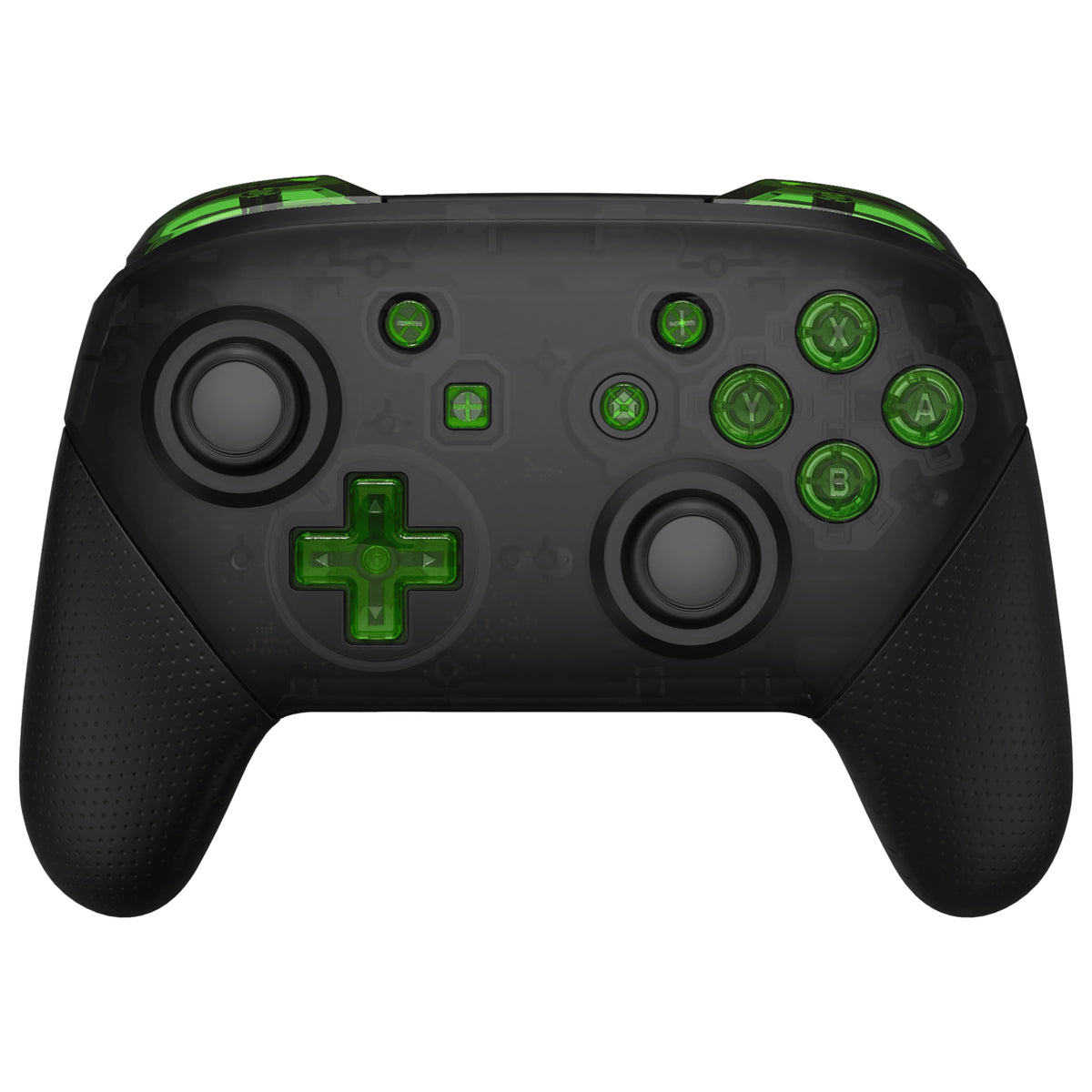 eXtremeRate DIY Replacement Full Set Buttons for Nintendo Switch Pro Controller - Crystal Clear Green