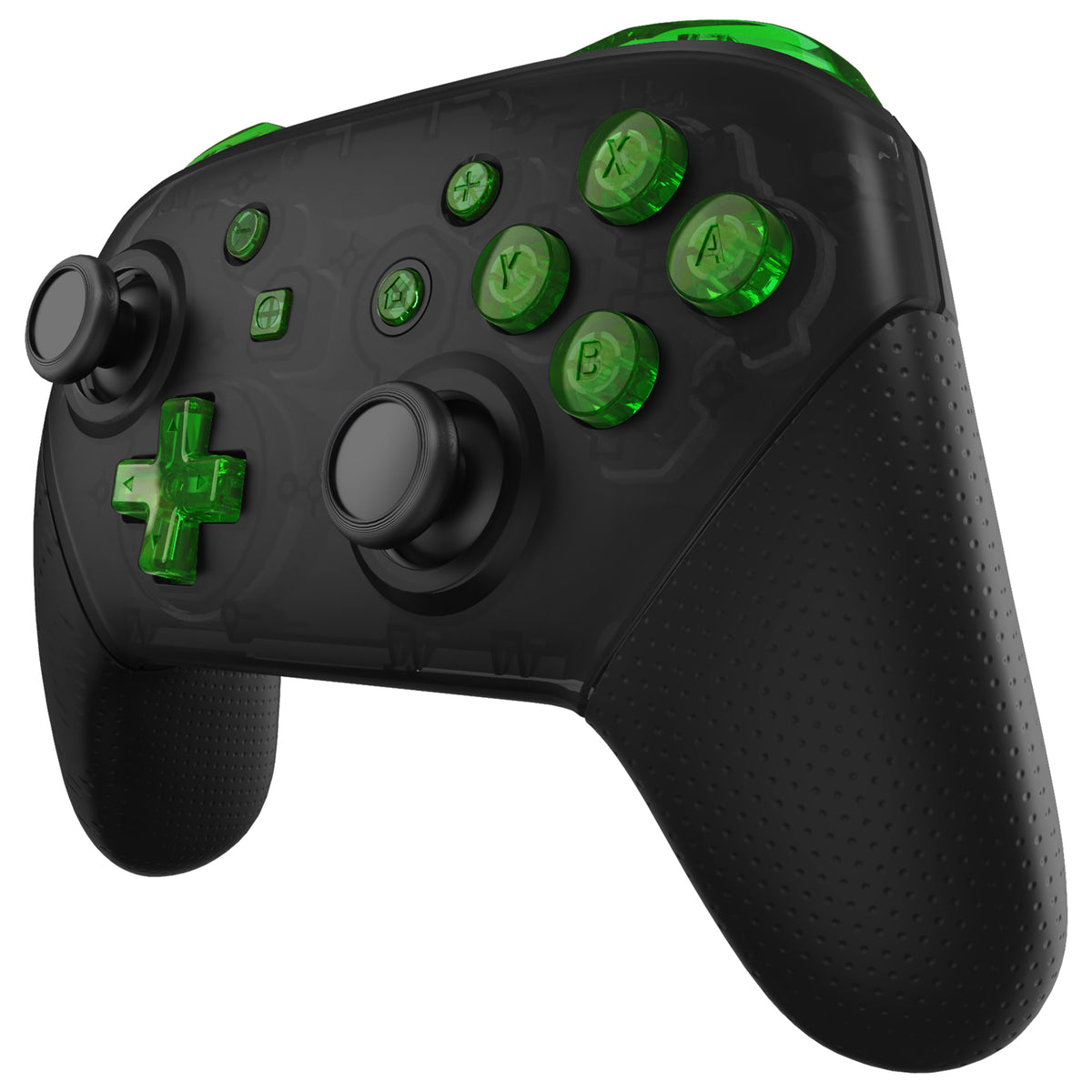 eXtremeRate DIY Replacement Full Set Buttons for Nintendo Switch Pro Controller - Crystal Clear Green
