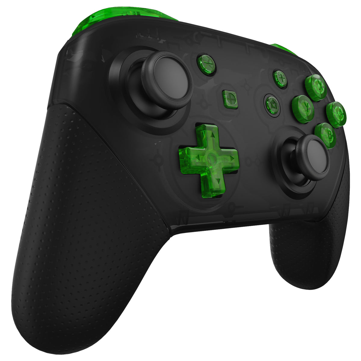 eXtremeRate DIY Replacement Full Set Buttons for Nintendo Switch Pro Controller - Crystal Clear Green