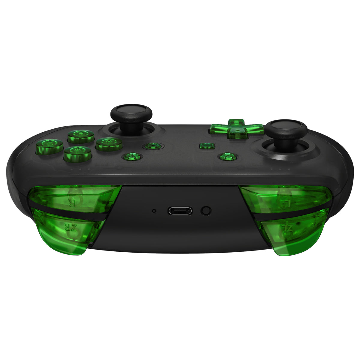 eXtremeRate DIY Replacement Full Set Buttons for Nintendo Switch Pro Controller - Crystal Clear Green