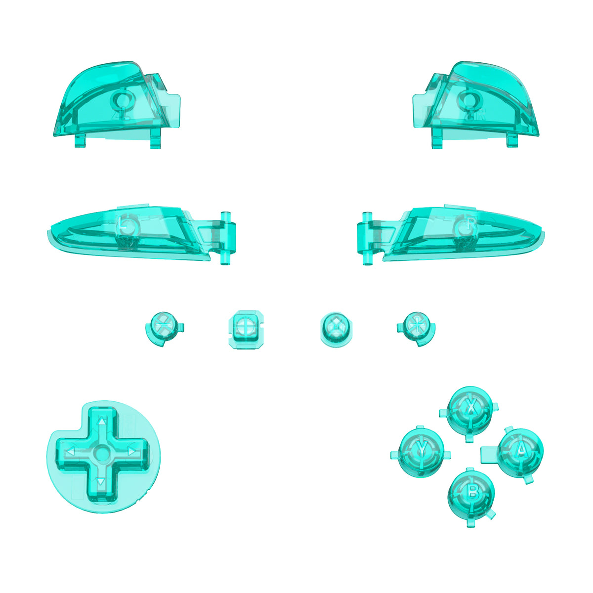 eXtremeRate DIY Replacement Full Set Buttons for Nintendo Switch Pro Controller - Crystal Emerald Green