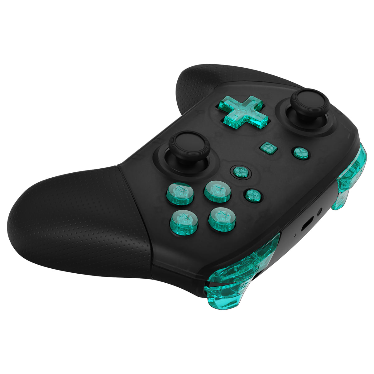 eXtremeRate DIY Replacement Full Set Buttons for Nintendo Switch Pro Controller - Crystal Emerald Green