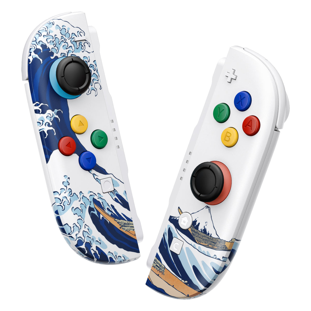 eXtremeRate DIY Replacement Full Set Shell Case with Buttons for Joycon 2 of Nintendo Switch 2 - Deluxe Version - The Great Wave