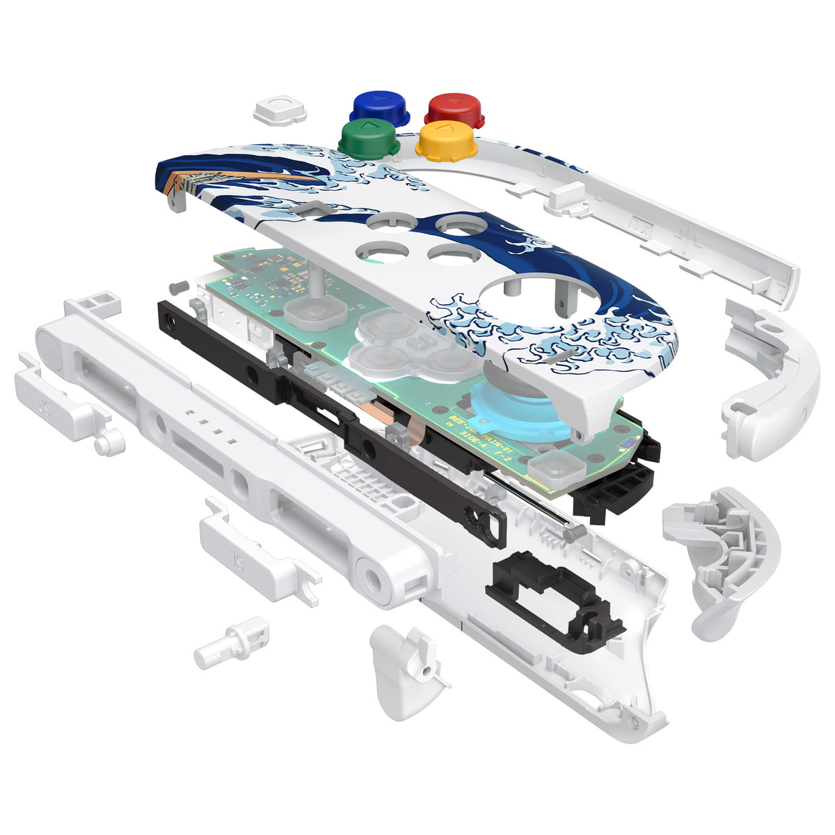 eXtremeRate DIY Replacement Full Set Shell Case with Buttons for Joycon 2 of Nintendo Switch 2 - Deluxe Version - The Great Wave