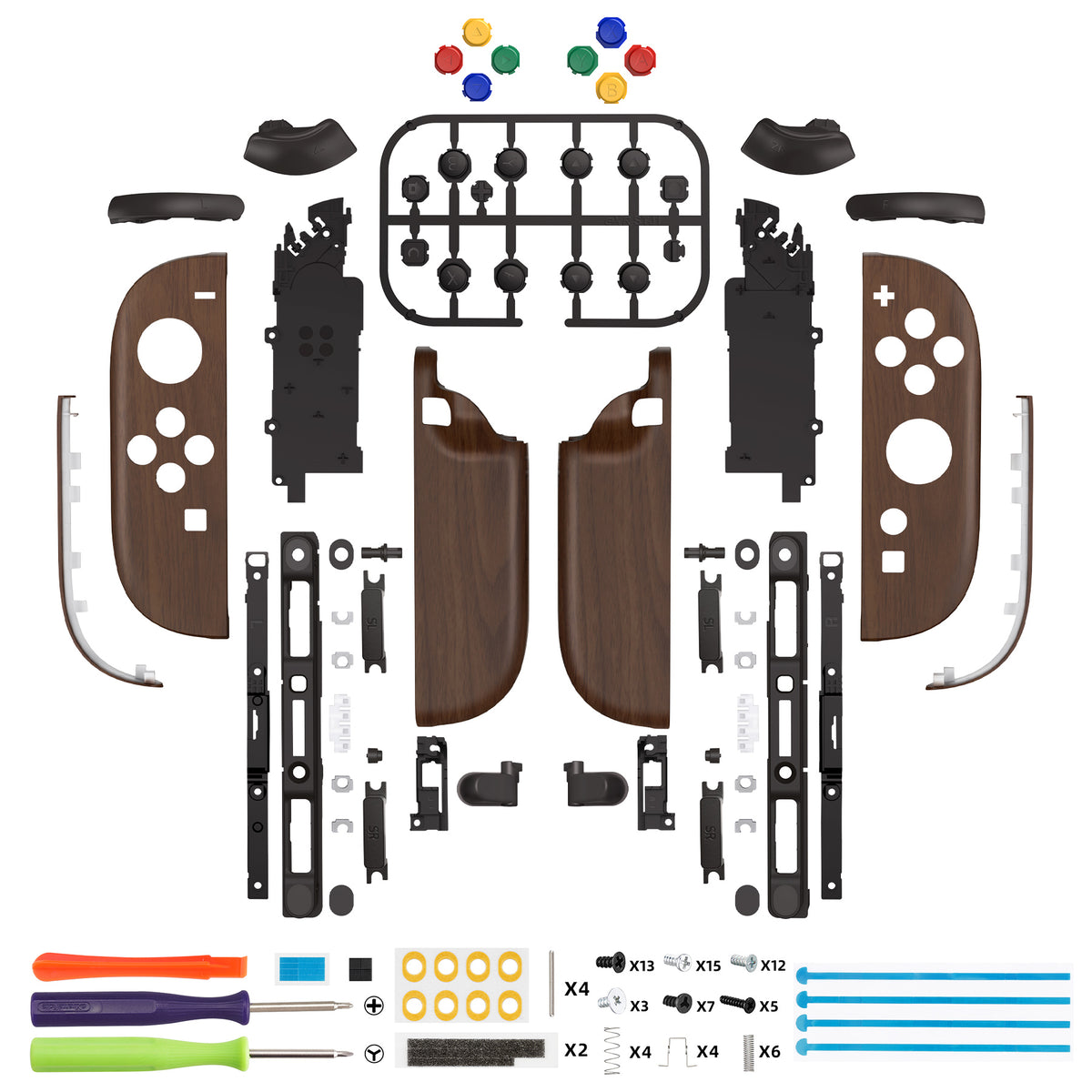 eXtremeRate DIY Replacement Full Set Shell Case with Buttons for Joycon 2 of Nintendo Switch 2 - Deluxe Version - Wood Grain