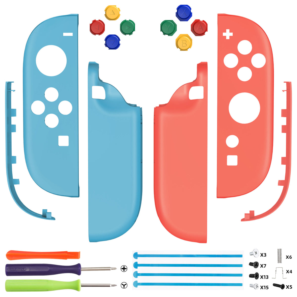 eXtremeRate DIY Replacement Full Set Shell Case with Buttons for Joycon 2 of Nintendo Switch 2 - Essence Version - Blue & Orange