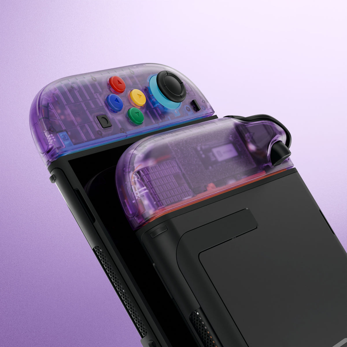 eXtremeRate DIY Replacement Full Set Shell Case with Buttons for Joycon 2 of Nintendo Switch 2 - Essence Version - Clear Atomic Purple