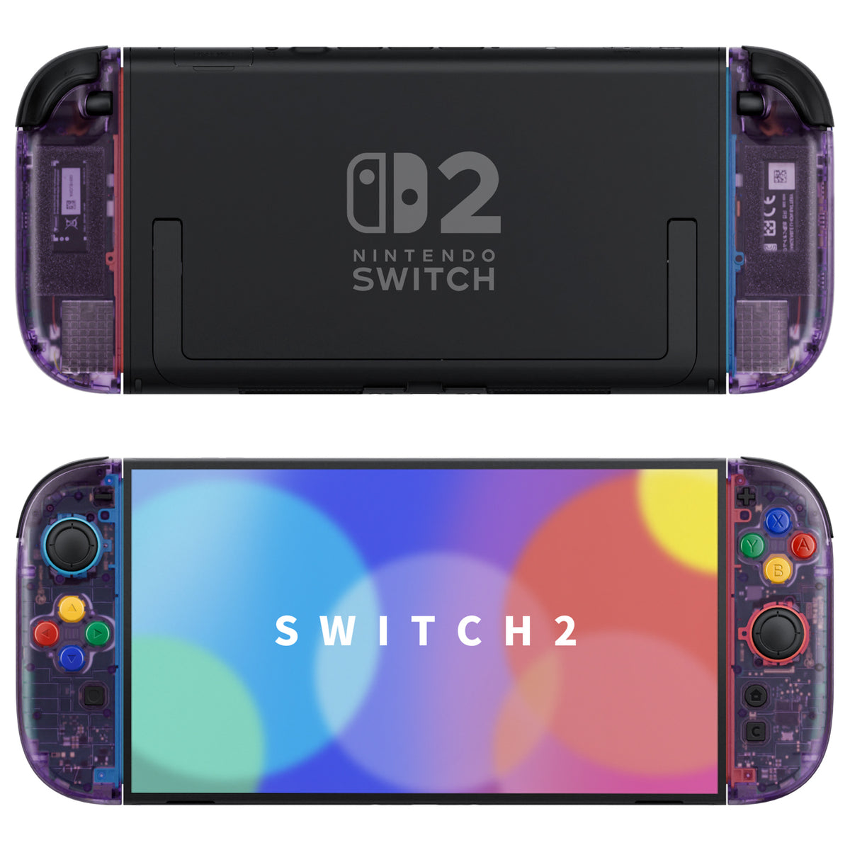 eXtremeRate DIY Replacement Full Set Shell Case with Buttons for Joycon 2 of Nintendo Switch 2 - Essence Version - Clear Atomic Purple