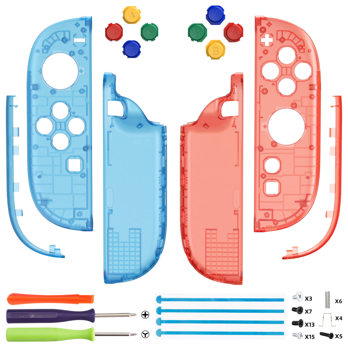 eXtremeRate DIY Replacement Full Set Shell Case with Buttons for Joycon 2 of Nintendo Switch 2 - Essence Version - Clear Blue & Orange