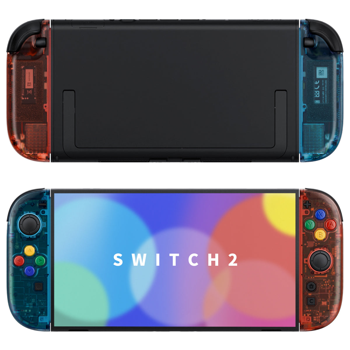 eXtremeRate DIY Replacement Full Set Shell Case with Buttons for Joycon 2 of Nintendo Switch 2 - Essence Version - Clear Blue & Orange