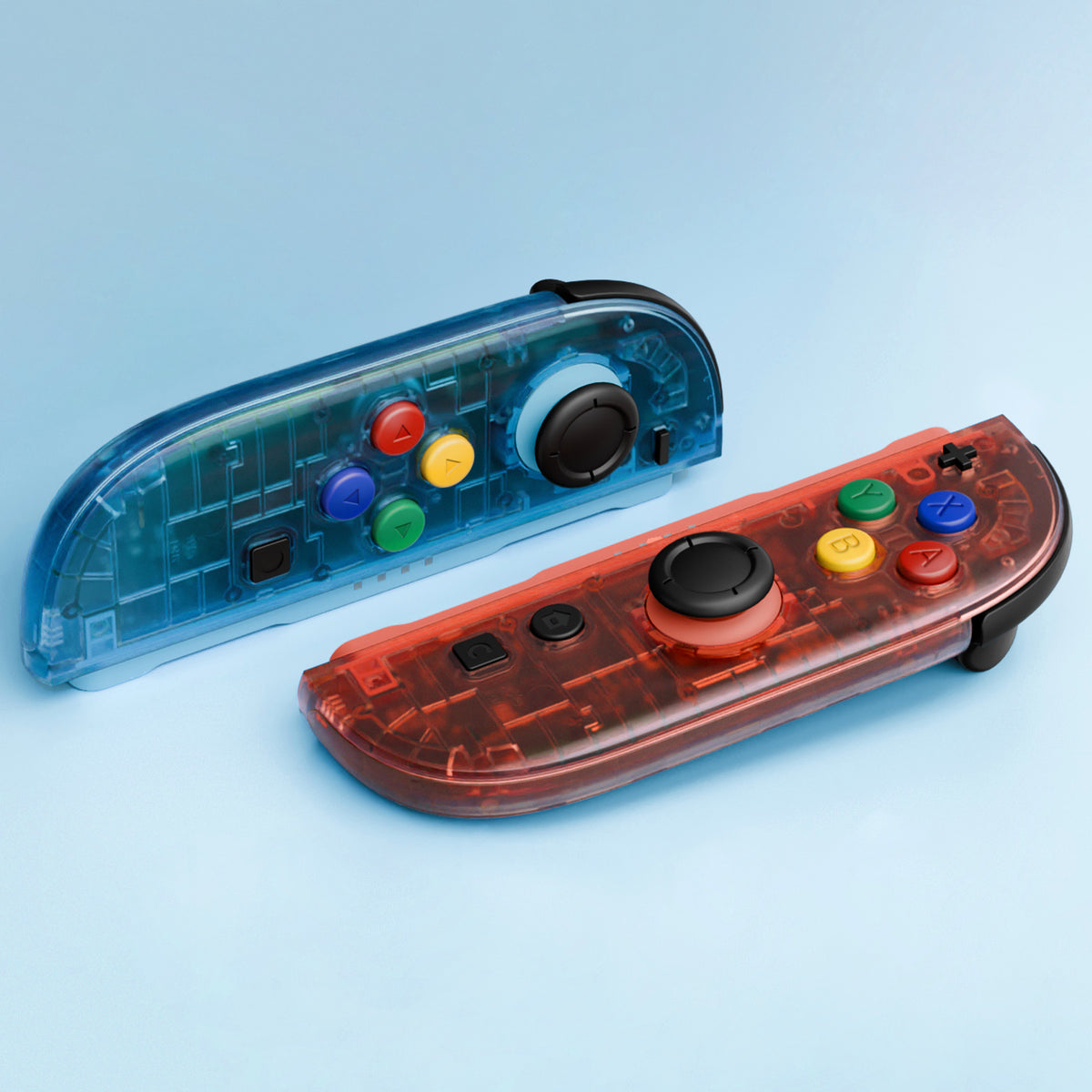 eXtremeRate DIY Replacement Full Set Shell Case with Buttons for Joycon 2 of Nintendo Switch 2 - Essence Version - Clear Blue & Orange