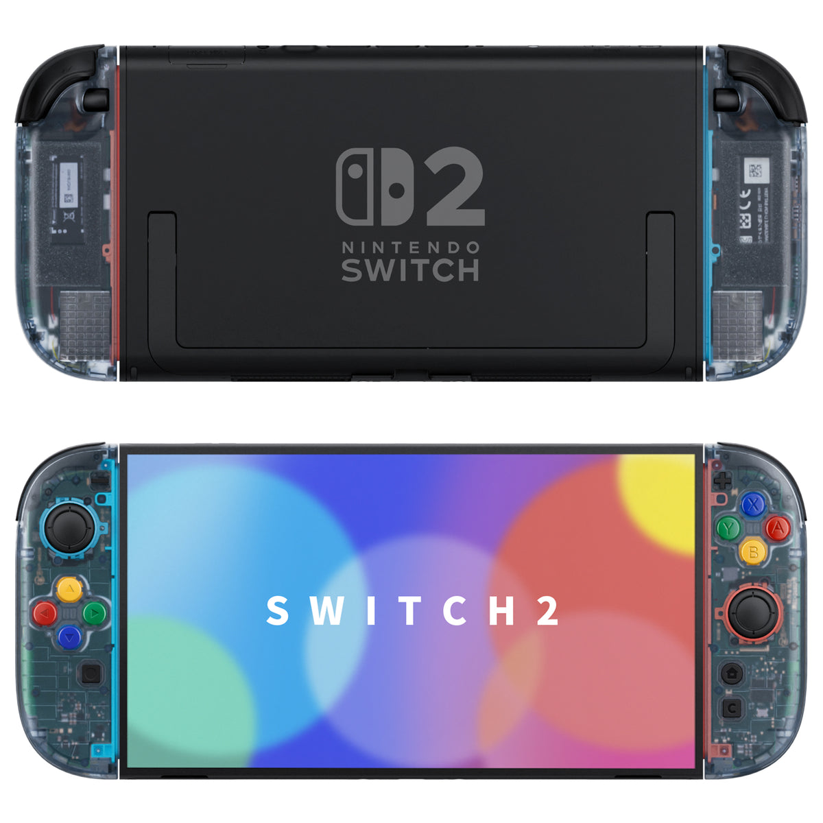 eXtremeRate DIY Replacement Full Set Shell Case with Buttons for Joycon 2 of Nintendo Switch 2 - Essence Version - Clear Glacier Blue