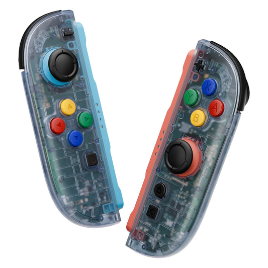 eXtremeRate DIY Replacement Full Set Shell Case with Buttons for Joycon 2 of Nintendo Switch 2 - Essence Version - Clear Glacier Blue