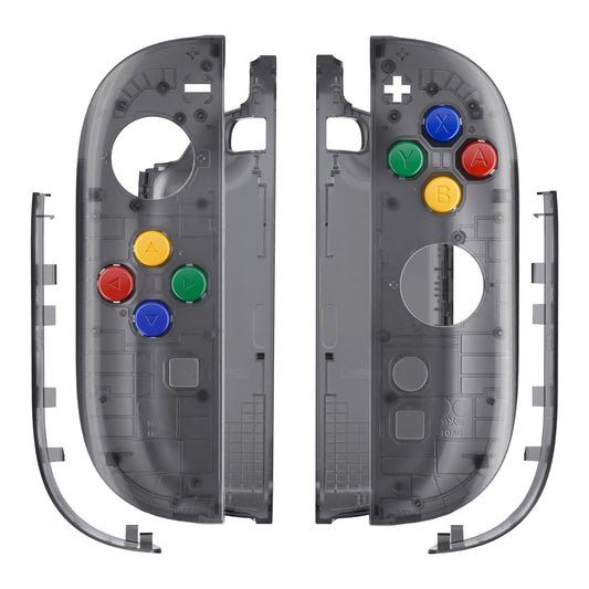eXtremeRate DIY Replacement Full Set Shell Case with Buttons for Joycon 2 of Nintendo Switch 2 - Essence Version - Clear Slate Black